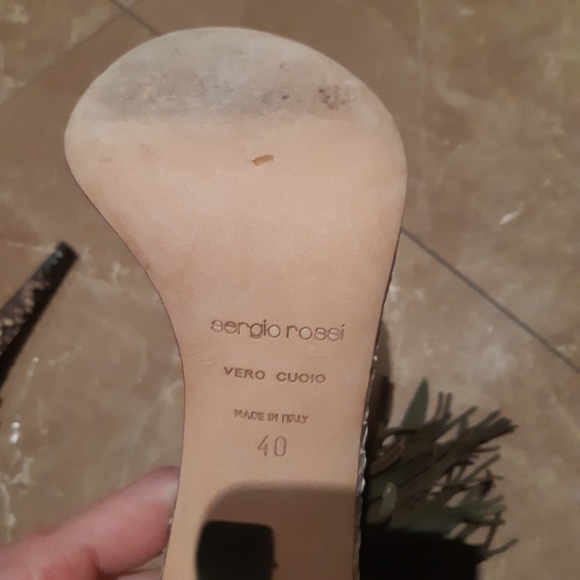 Sergio Rossi snakeskin strappy sexy high heel sandals with leather fringe 9.5 - Picture 3 of 12